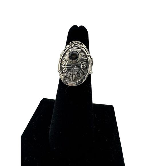 Vintage Sterling Silver 925 Stone Ring Unisex Artisan Design - Picture 2 of 11